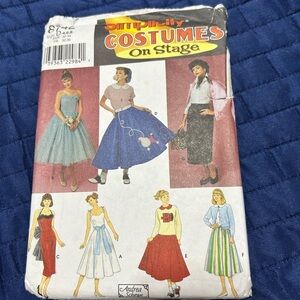 Uncut Simplicity costumes 8742- 4-6-8 1950s prom dress- cheerleader- Halloween-